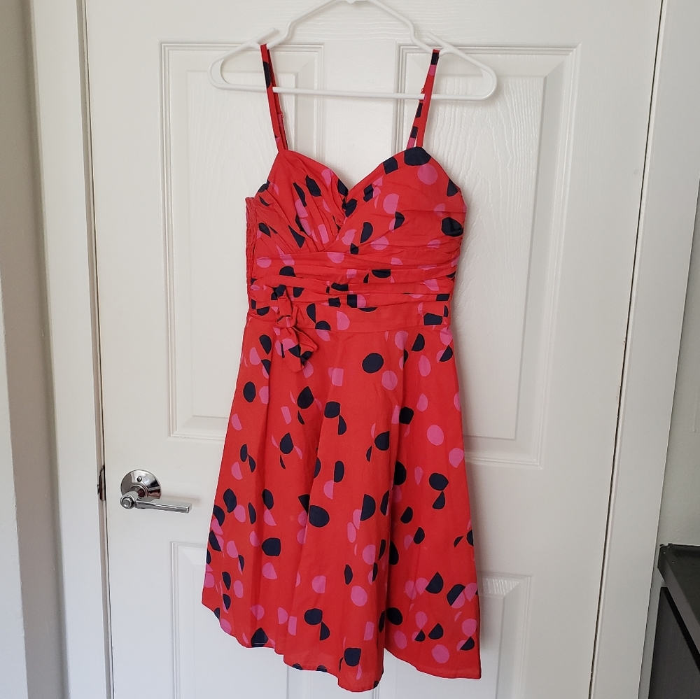 H&M Fit-and-Flare Orange Polka Dot Dress